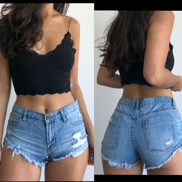 Anthropologie Pants - Anthro x PISTOLA Blue Raw Hem Jean Denim Short Shorts 27 Ripped Made in USA